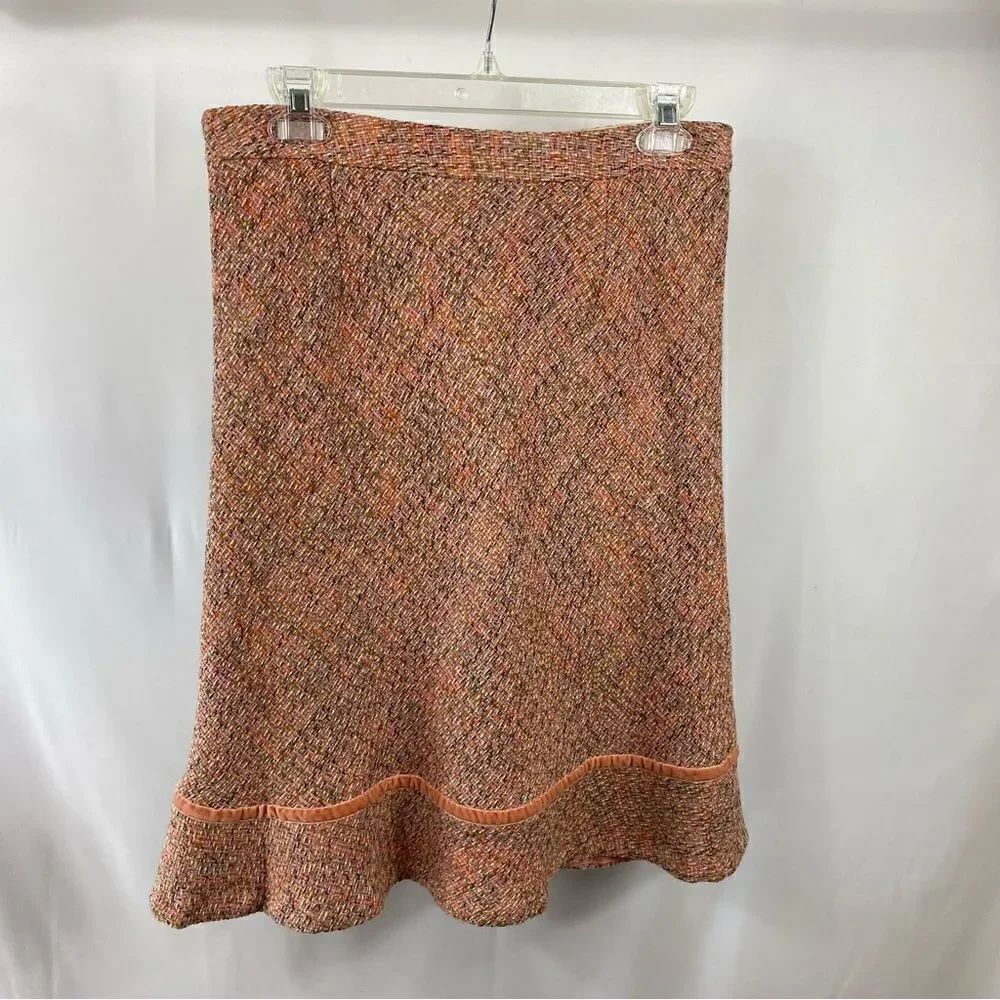 Gap Pink Tweed Wool Blend Midi Length Skirt Size 4